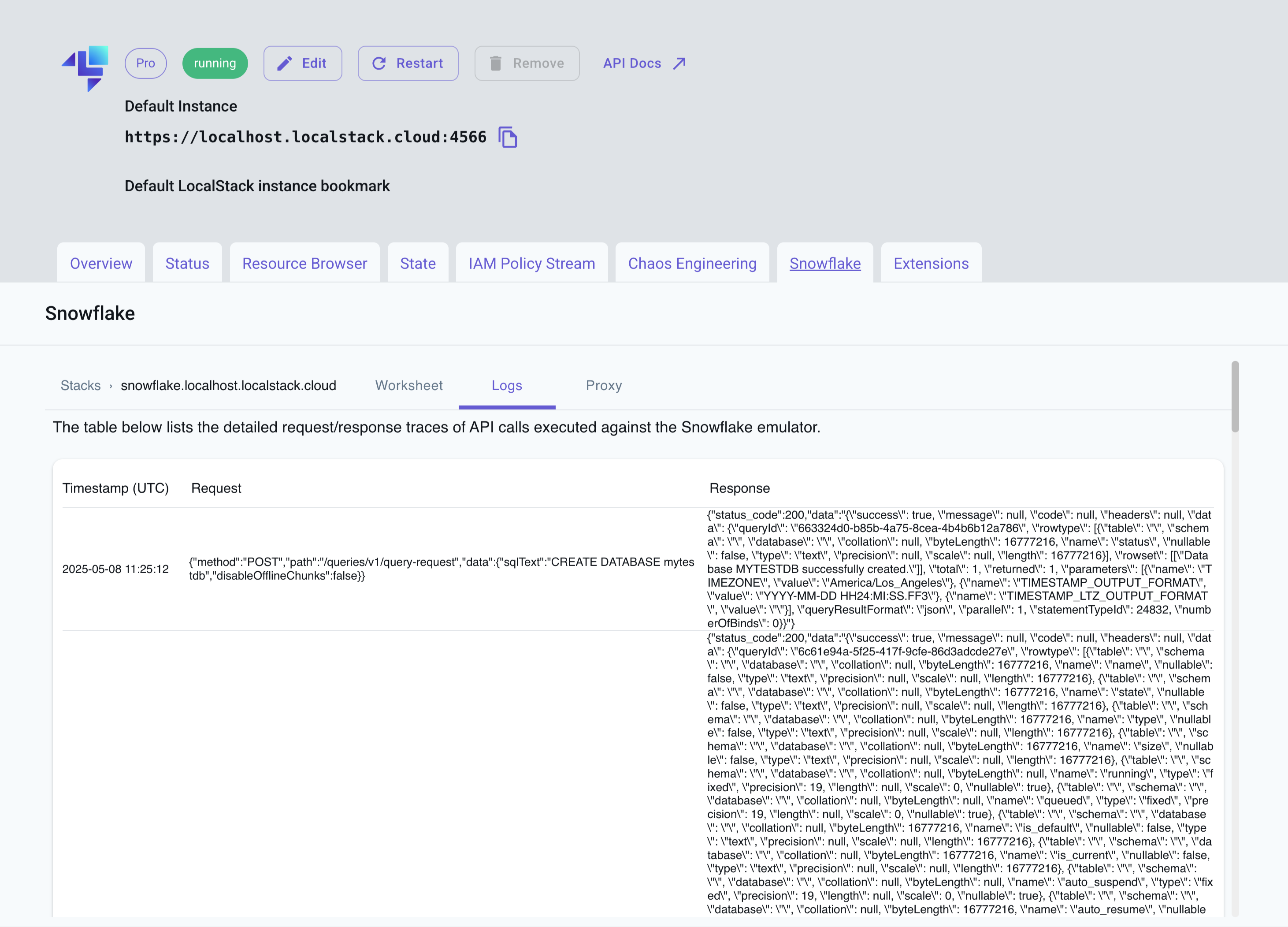View request/response traces